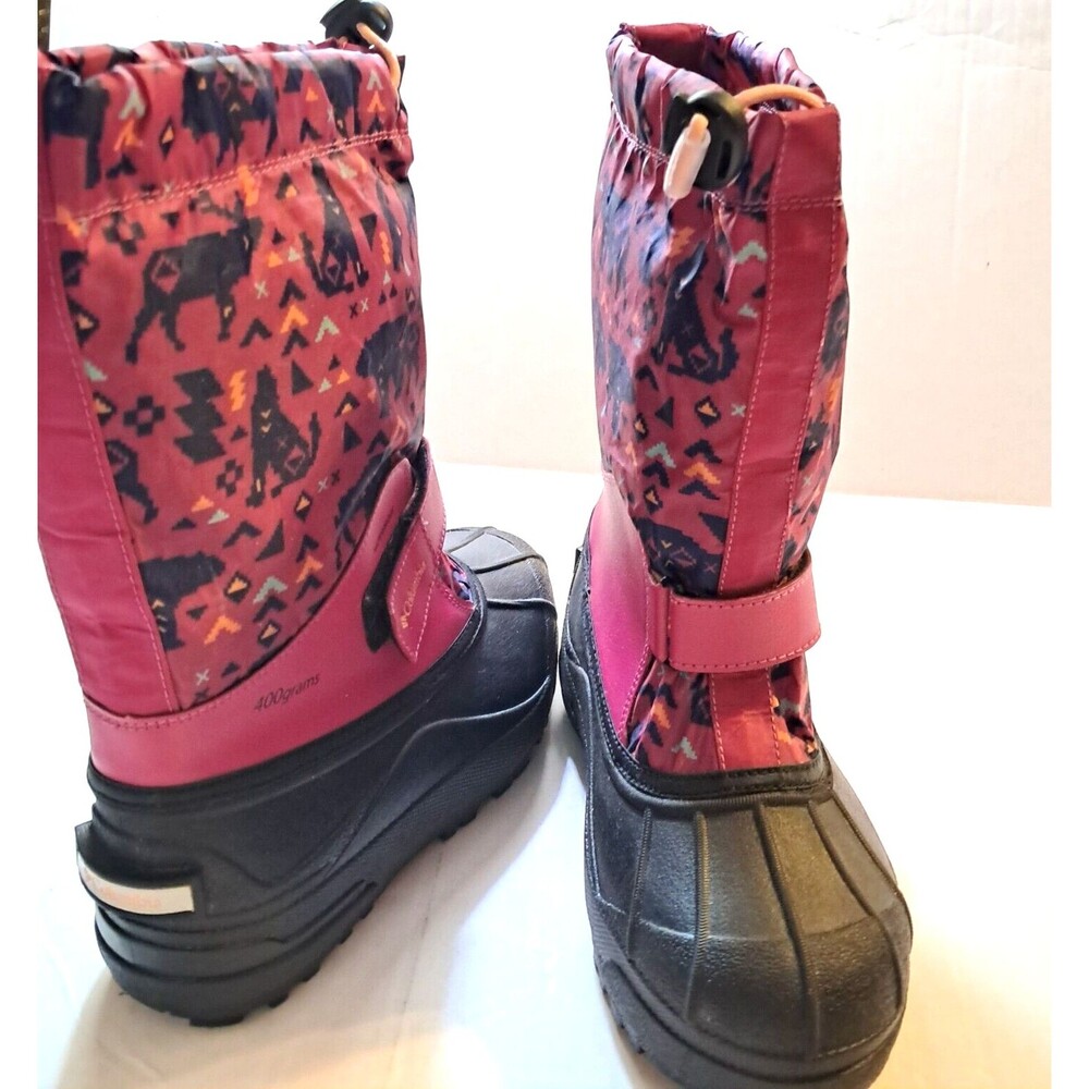 Columbia Powderbug Plus Boots Youth Girls Size 4 Pink Winter Snow Pull On - Picture 2 of 13